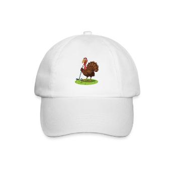 Funny Turkey Playing Golf - Baseball Cap - white/white - Front