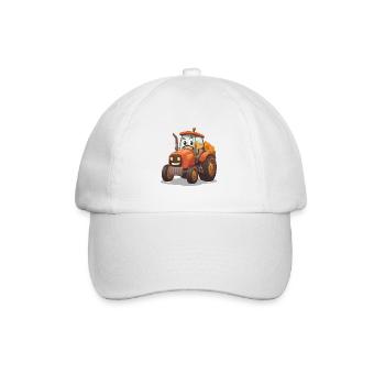 Pumpkin Tractor in Orange Cartoon Farm - Baseball Cap - white/white - Front
