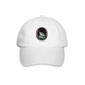 Nocturnal frog motif with mushrooms and stars - Baseball Cap - white/white - Front