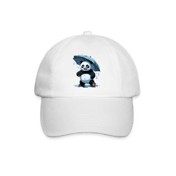 Panda Unter Regenschirm - Baseballkappe - Weiß/Weiß - Vorne