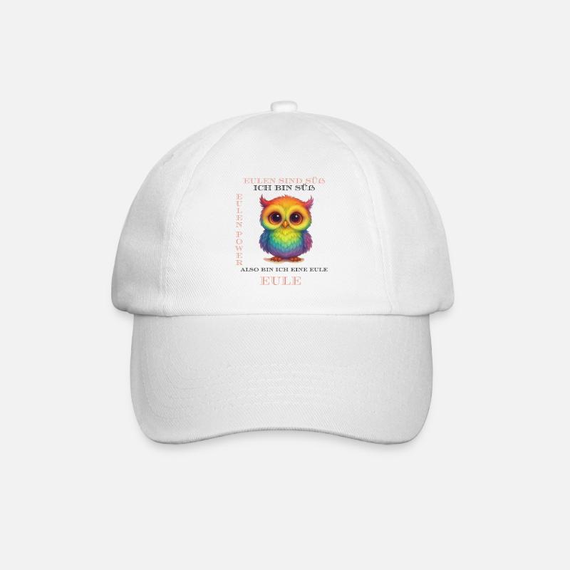 Regenbogen Eulen Power - Baseballkappe - Weiß/Weiß