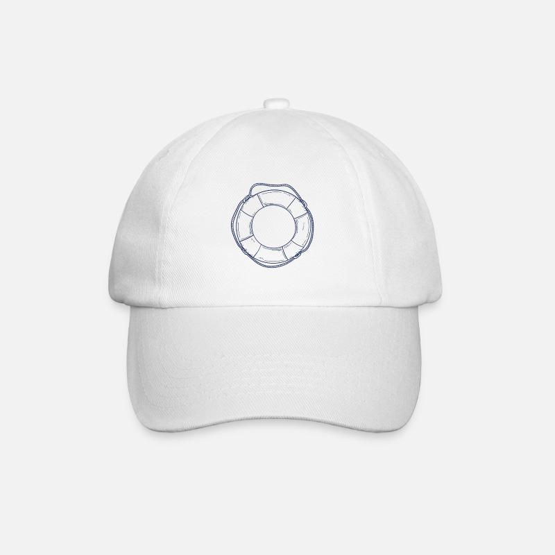 Nautic Design Rettungsring Line Art Nautical - Baseballkappe - Weiß/Weiß