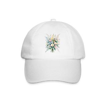 Pastel Bouquet Watercolor Bouquet - Baseball Cap - white/white - Front