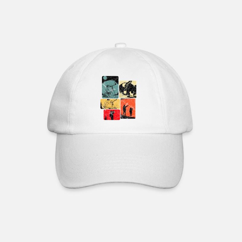 Solar System, Telescope, Stargazing - Baseball Cap - white/white