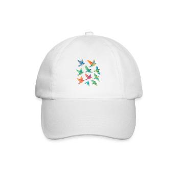 Bunter Vogelschwarm in Aquarell - Baseballkappe - Weiß/Weiß - Vorne