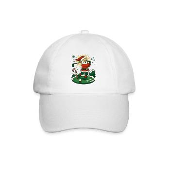 Santa Claus Golfing Christmas Fun Holiday - Baseball Cap - white/white - Front