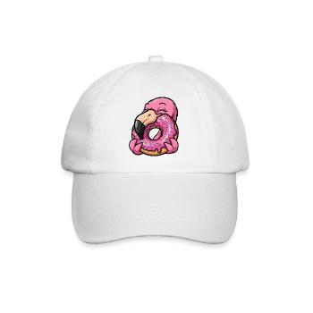 Mignon Flamingo rose beignet dessin animé dessert - Casquette classique - blanc/blanc - Devant