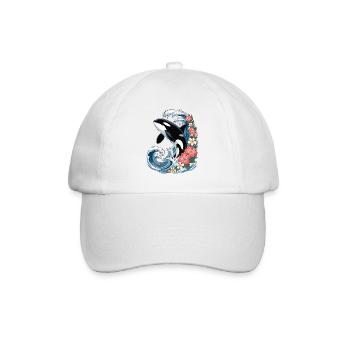 Orka in tropischen Wellen - Baseballkappe - Weiß/Weiß - Vorne