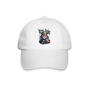 Schweden Katze Wikinger - Baseballkappe - Weiß/Weiß - Vorne