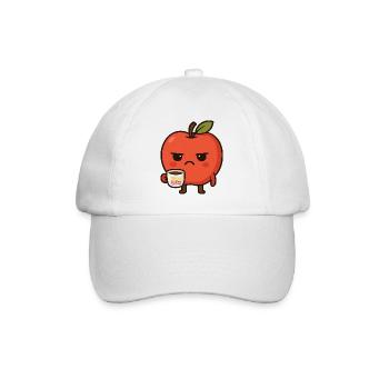 Grumpy Kawaii Apple - Funny Not My Problem Meme - Baseball Cap - white/white - Front