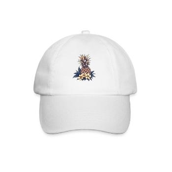 Tropical Pineapple Blossom Pattern - Baseball Cap - white/white - Front