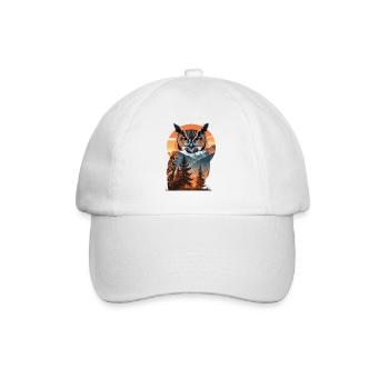 Wise owl in the evening light - Baseball Cap - white/white - Front