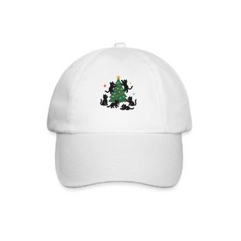 Chats de Noël amusants avec sapin de Noël décoré - Casquette classique - blanc/blanc - Devant