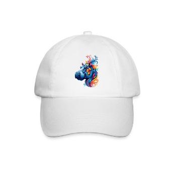 Farbenfrohes Nielpferd mit Blumen - Baseballkappe - Weiß/Weiß - Vorne