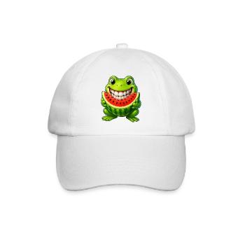Cheerful frog toad with watermelon summer - Baseball Cap - white/white - Front