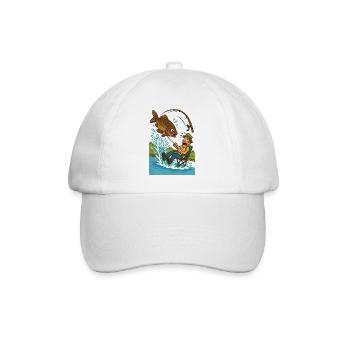 Surprising catch while fishing - Baseball Cap - white/white - Front