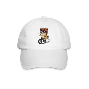 Cycliste hamster avec casque et lunettes de soleil - Casquette classique - blanc/blanc - Devant
