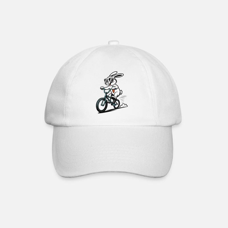 Hase auf BMX mit Sonnenbrille - Baseballkappe - Weiß/Weiß