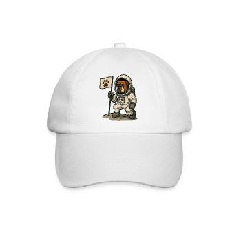 Un Bouledogue Astronaute tenant un drapeau d’empreinte de patte - Casquette classique - blanc/blanc - Devant