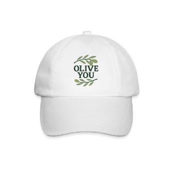 Olive You – Drôle de design branche d’olivier - Casquette classique - blanc/blanc - Devant