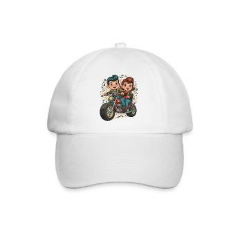 Comic Bike Duo Abenteuer - Baseballkappe - Weiß/Weiß - Vorne