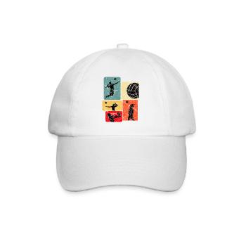 Volleyball Silhouettes Retro Color Blocks - Baseball Cap - white/white - Front
