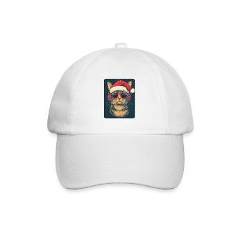 Chat cool avec lunettes de soleil Chapeau de Père Noël - Casquette classique - blanc/blanc - Devant
