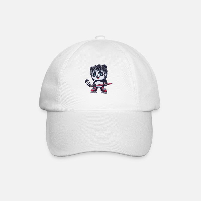 Süßer Panda Eishockeyspieler Cartoon Eishockeyvere - Baseballkappe - Weiß/Weiß