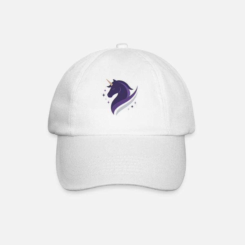 Mystical Purple Unicorn, Night Sky, Magic - Baseball Cap - white/white