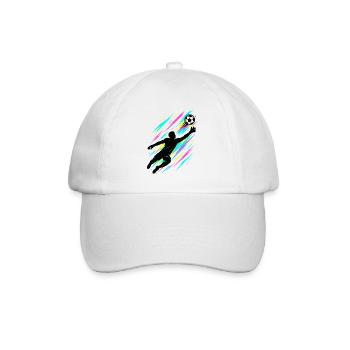 Torwart Action Kunst, Neon Fußball Design - Baseballkappe - Weiß/Weiß - Vorne