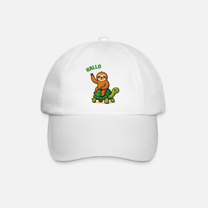 Hallo Faultier auf Schildkröte - Baseballkappe - Weiß/Weiß