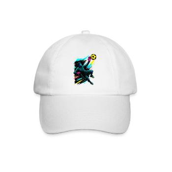 Neon Torwart Kunst, Fußball Geschenk, Highlight - Baseballkappe - Weiß/Weiß - Vorne