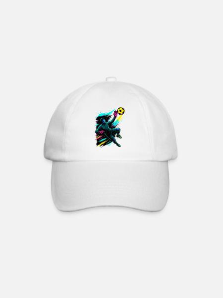 Art néon du gardien de but, cadeau football, temps fort - Casquette classique - blanc/blanc