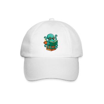 Octopus Reading Book Funny Ocean Nerd Bookworm - Baseball Cap - white/white - Front