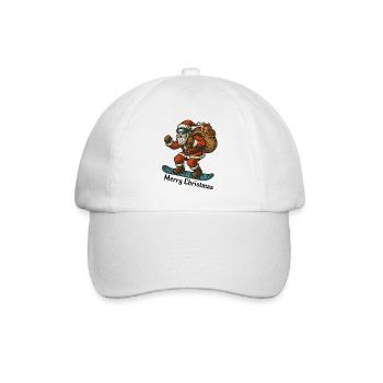 Santa Snowboard Merry Christmas - Baseballkappe - Weiß/Weiß - Vorne