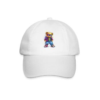 Neon Colorful Bear Rocker Outfit - Baseball Cap - white/white - Front