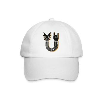 Guitar and Finger Horn Hand - Baseball Cap - white/white - Front