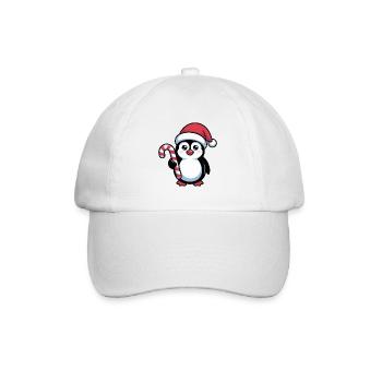 Père Noël pingouin avec une canne d’orge d’orge - Casquette classique - blanc/blanc - Devant