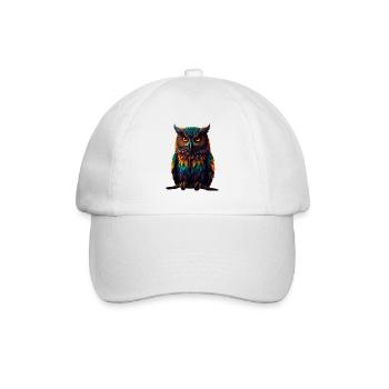 Plumes de hibou colorées, yeux néon - Casquette classique - blanc/blanc - Devant