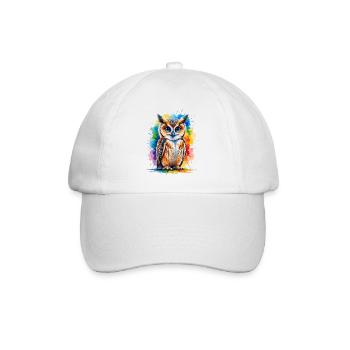 Eulenporträt in Aquarellfarben - Baseballkappe - Weiß/Weiß - Vorne