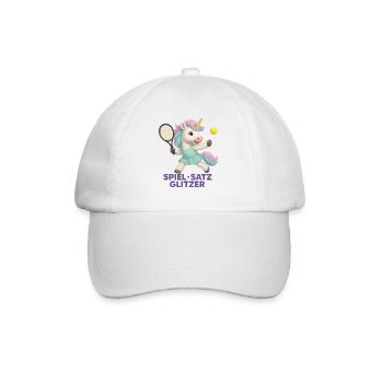 Spiel Satz Glitzer, Tennis Einhorn, Glam - Baseballkappe - Weiß/Weiß - Vorne