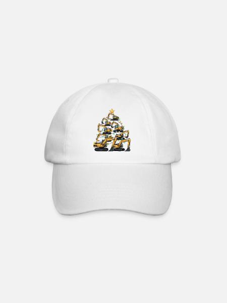Lustiger Bagger Weihnachtsbaum Geschenk - Baseballkappe - Weiß/Weiß