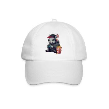 Chinchilla Gamer With Popcorn - Baseball Cap - white/white - Front