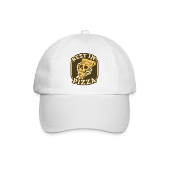 Rest In Pizza Skull Badge Funny Food Design - Baseball Cap - white/white - Front