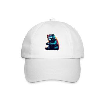 Raccoon Gaming Animal Video Games Funny Raccoon - Baseball Cap - white/white - Front