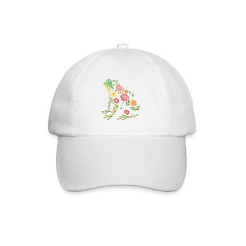 Frosch Blumen - Baseballkappe - Weiß/Weiß - Vorne