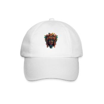 Aztekische Maske mit Federn - Baseballkappe - Weiß/Weiß - Vorne