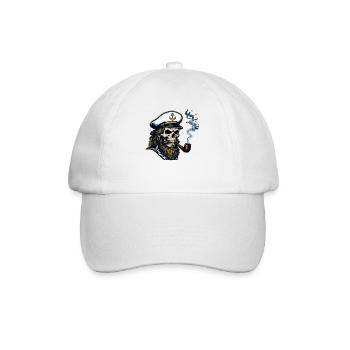 Kapitän Totenkopf Seemann Nautik Meer See Boot - Baseballkappe - Weiß/Weiß - Vorne