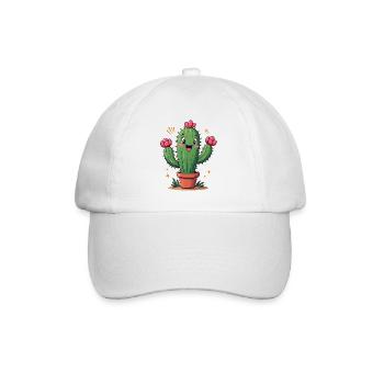 Cactus drôle en pot avec des fleurs - Casquette classique - blanc/blanc - Devant