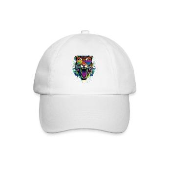 Säbelzahntiger Smilodon Raubkatze Säbelzahn Tiger - Baseballkappe - Weiß/Weiß - Vorne